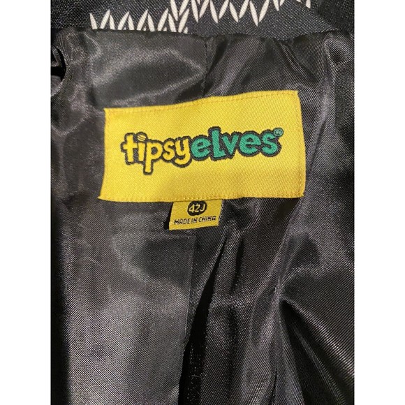 TIPSY ELVES Men's The Rage Deer Christmas Blazer With‎ Tie Set Sz 42J Black - Picture 2 of 13